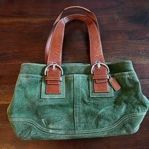 Coach Green Suede Handbag